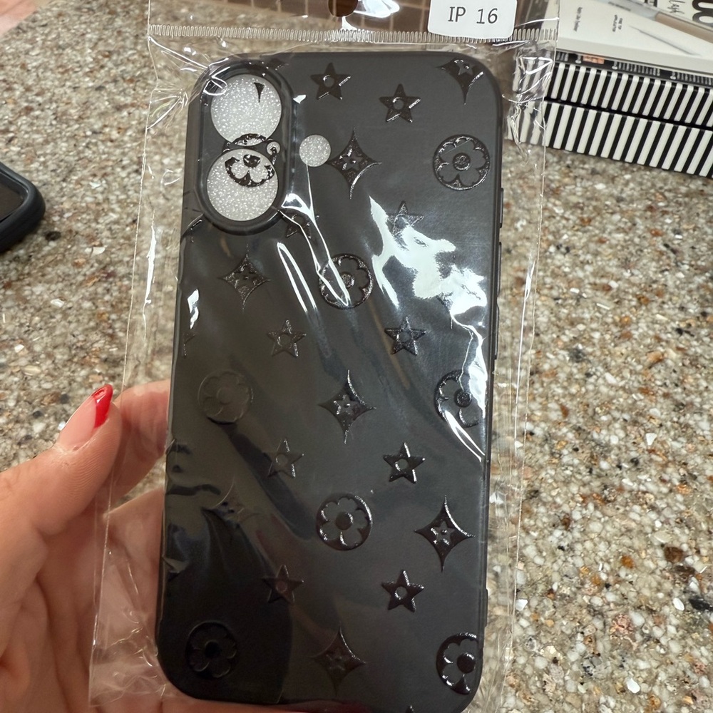 Stylish Black Phone Case with Pattern